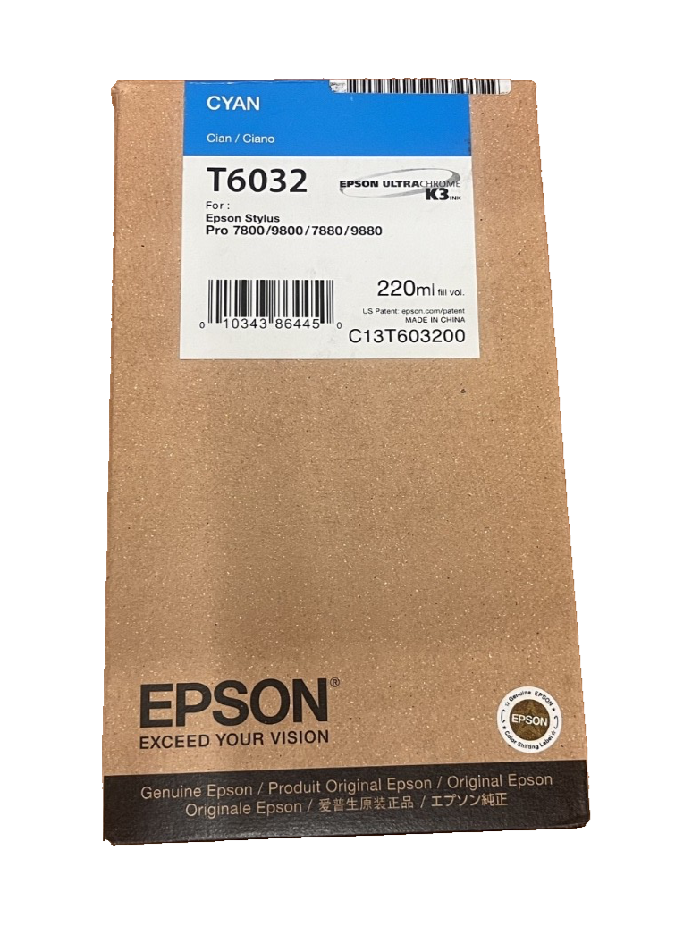 Epson Stylus Pro 7800 9880 7880 9800 T6032 Cyan Ink Cartridge C13T603200