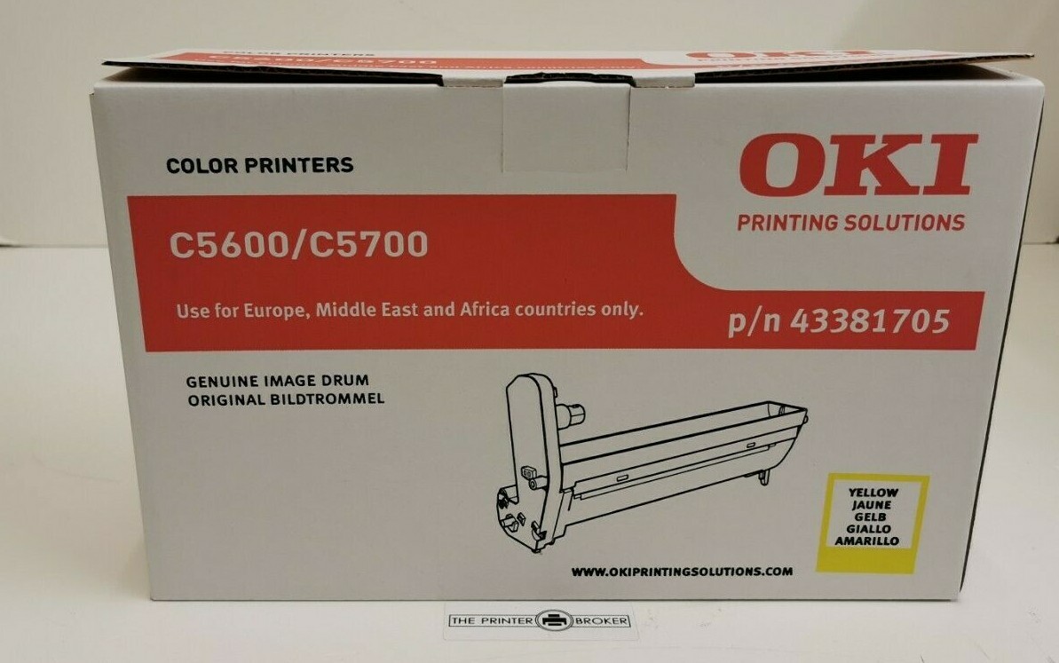 OKI C5600 C5700 Series Yellow Drum Unit 43381707