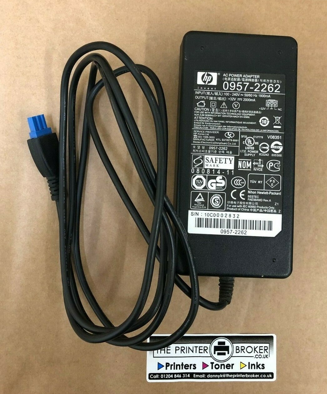 HP OfficeJet 8000 8500 8500A AC 32V Power Adapter 0957-2262 / 0957-2093