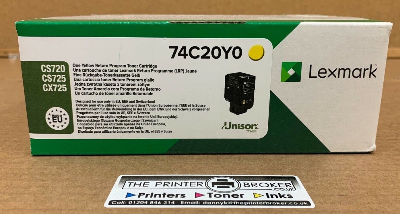 Genuine Lexmark Yellow Return Programme Toner Cartridge 74C20Y0