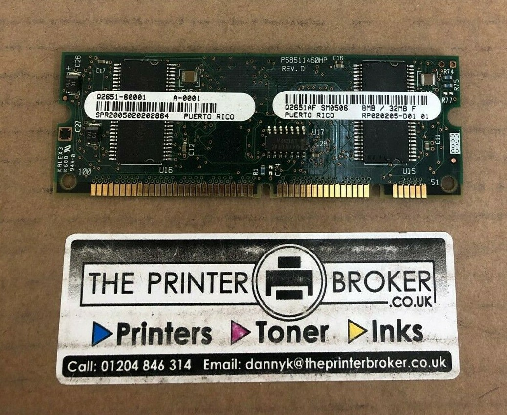 HP LaserJet 3200 8MB Flash 32MB RAM Memory Module Q2651AB Q2651-60001