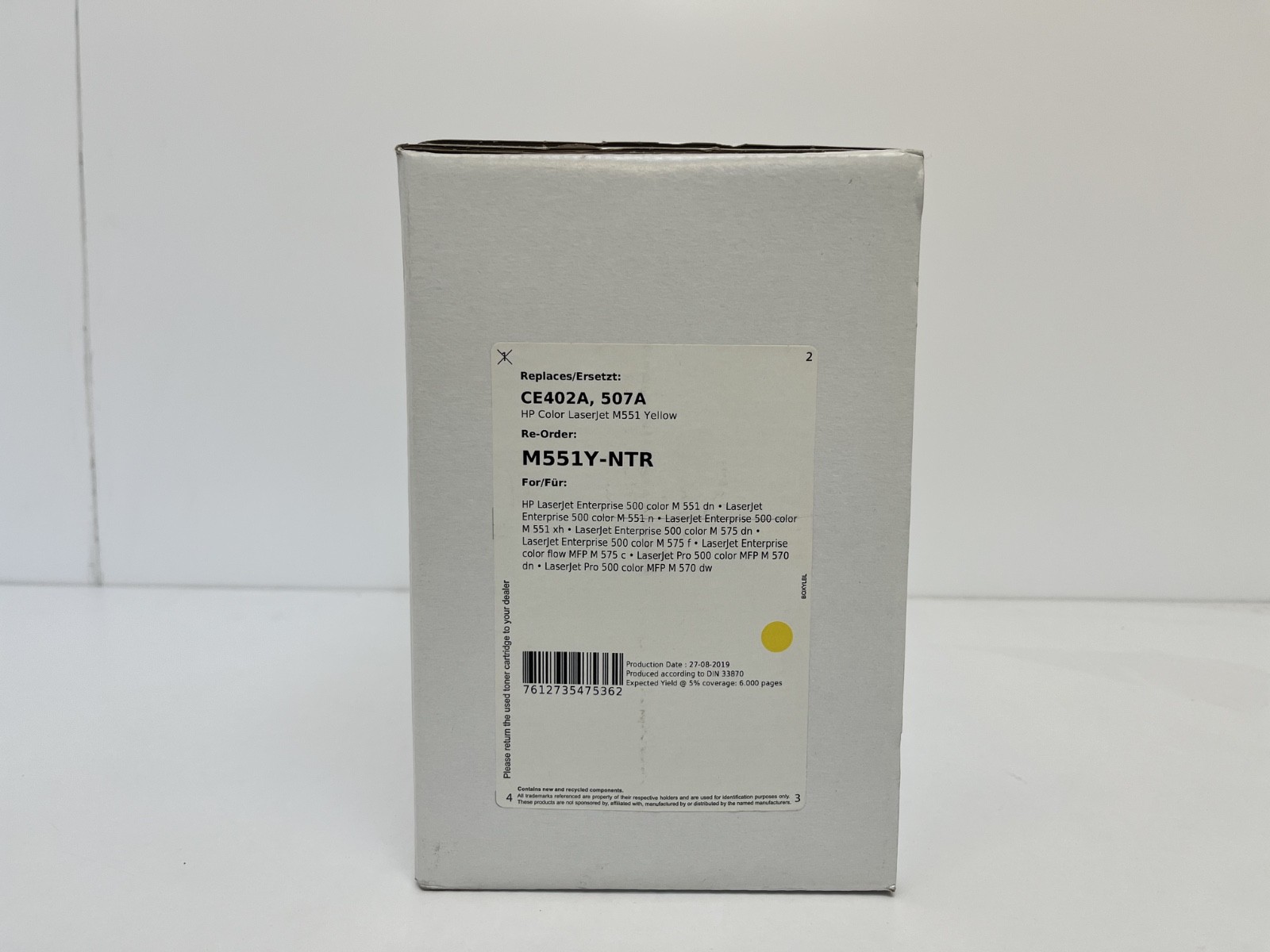 NON OEM Yellow Toner Cartridge For HP LaserJet M575 M551 M570 Series CE402A