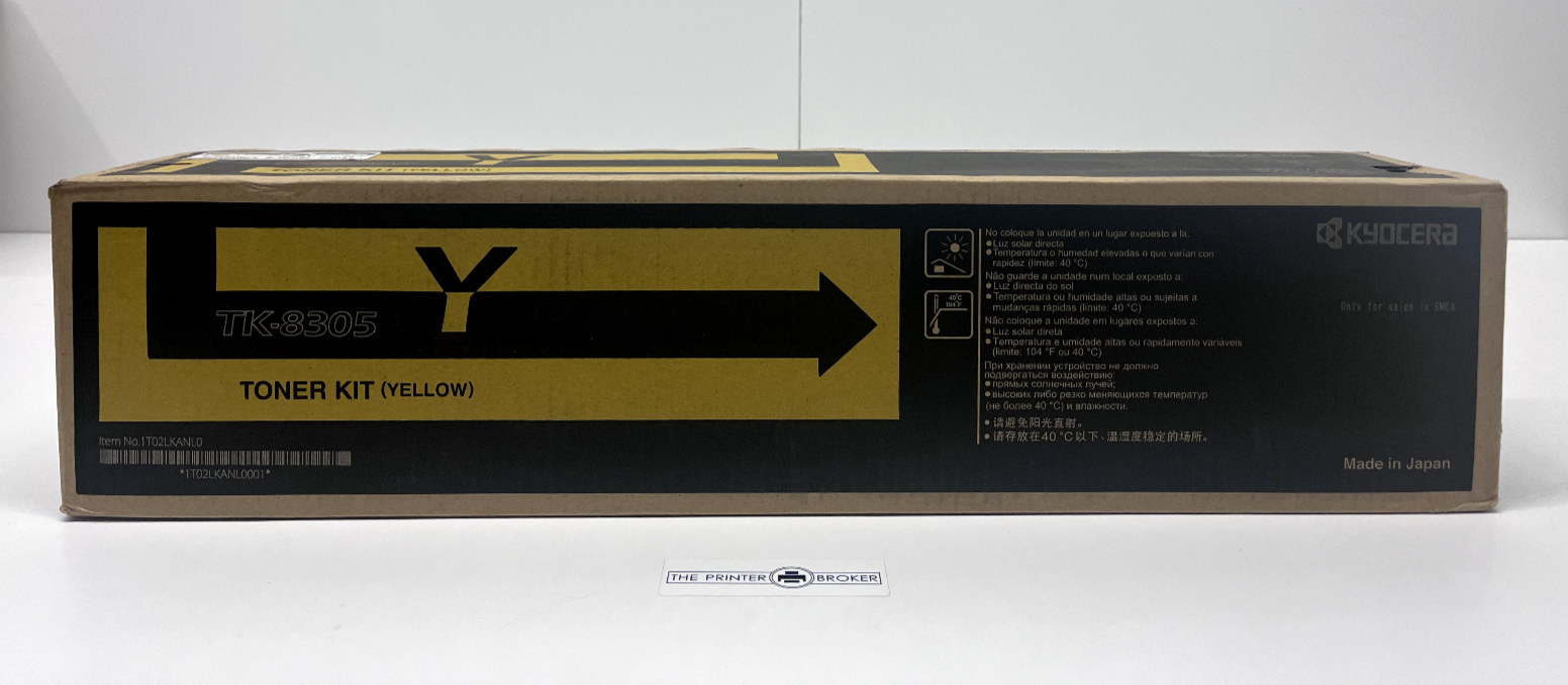 Kyocera TaskAlfa 3050 3051 3550 3551 TK-8305Y Yellow Toner Kit 1T02LKANL0