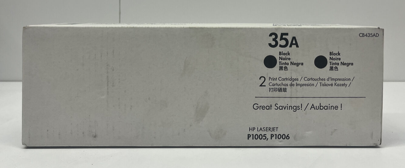 HP LaserJet P1005 P1006 P1007 Series 35A DUAL PACK Black Toner Cartridge CB435AD