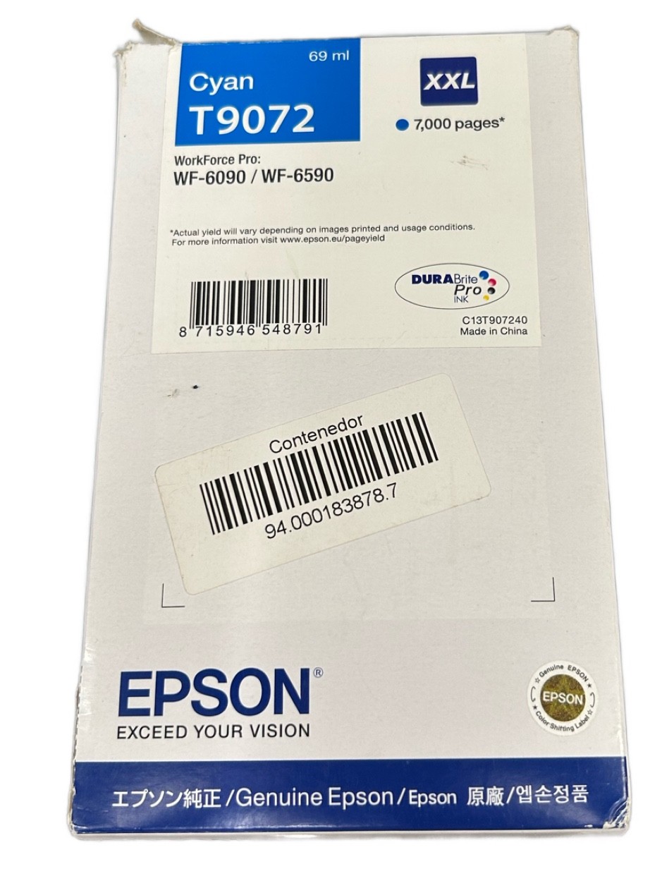 Cartucho de tinta cian Epson T9072 XXL para Epson WF-6090 y WF-6590 C13T907240