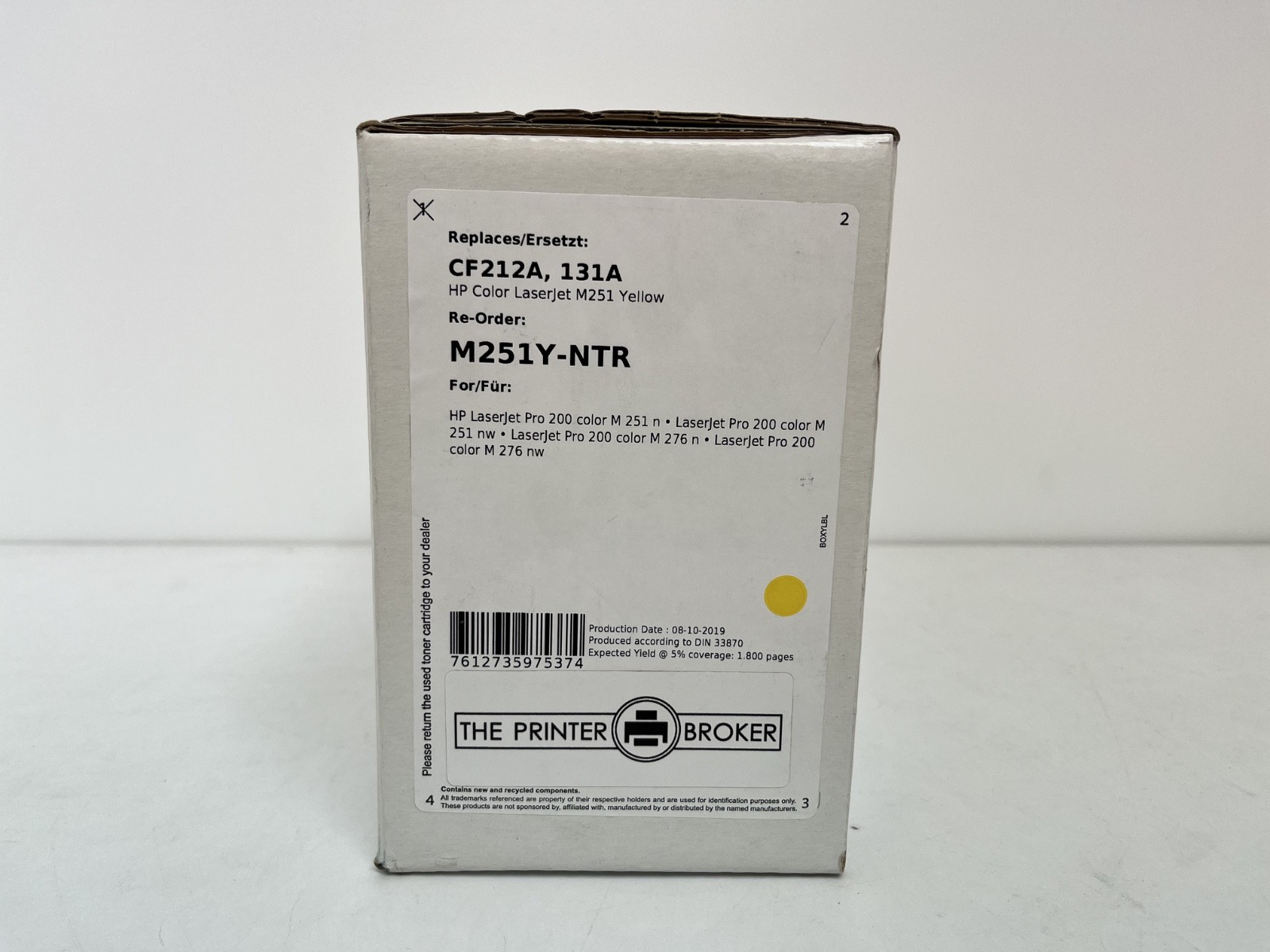 NON OEM Yellow Toner Cartridge For HP LaserJet M251 M276 Series CF212A