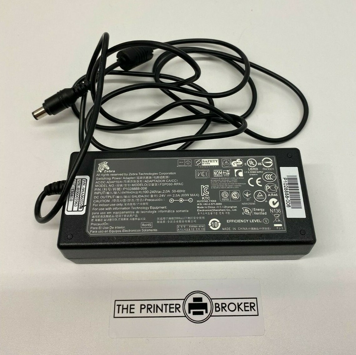 Zebra LP22844 TLP2844 Power Adapter PSU FSP060-RPAC P1028888-001
