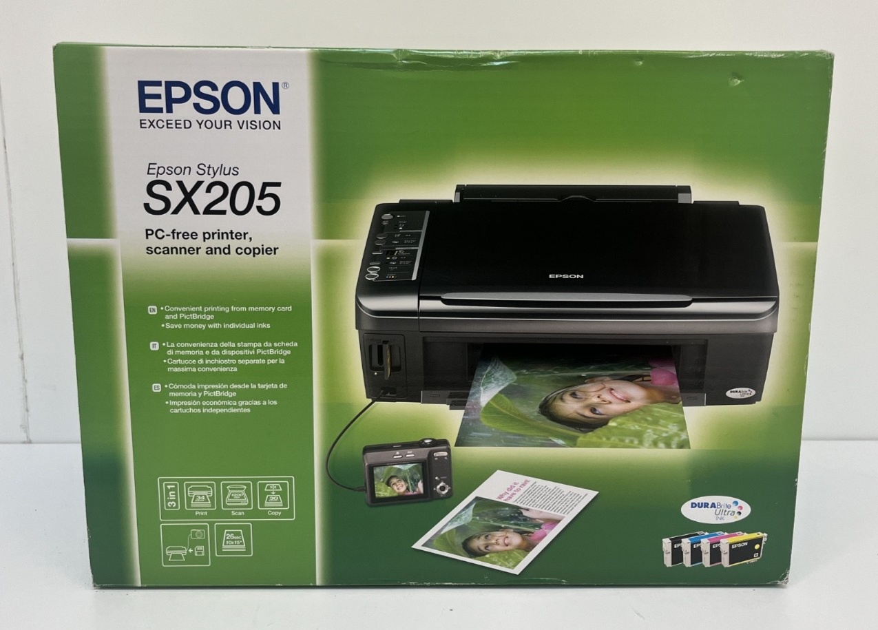 Epson Stylus SX205 A4 Colour Multifunction Inkjet Printer C11CA21317