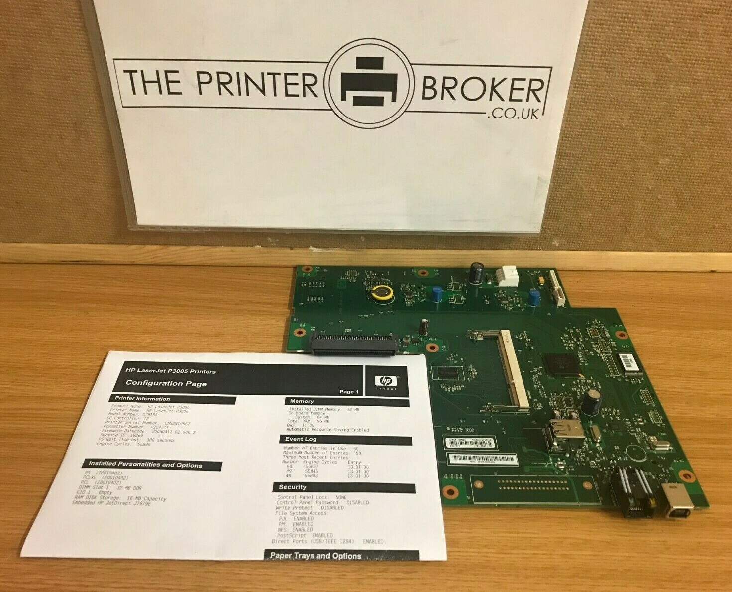 HP LaserJet P3005N Main Formatter Board Q7848-60003 Q7848A