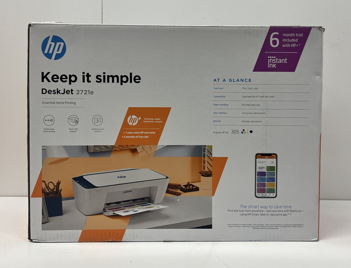 HP DeskJet 2721e A4 Colour Multifunction Inkjet Printer 26K68B